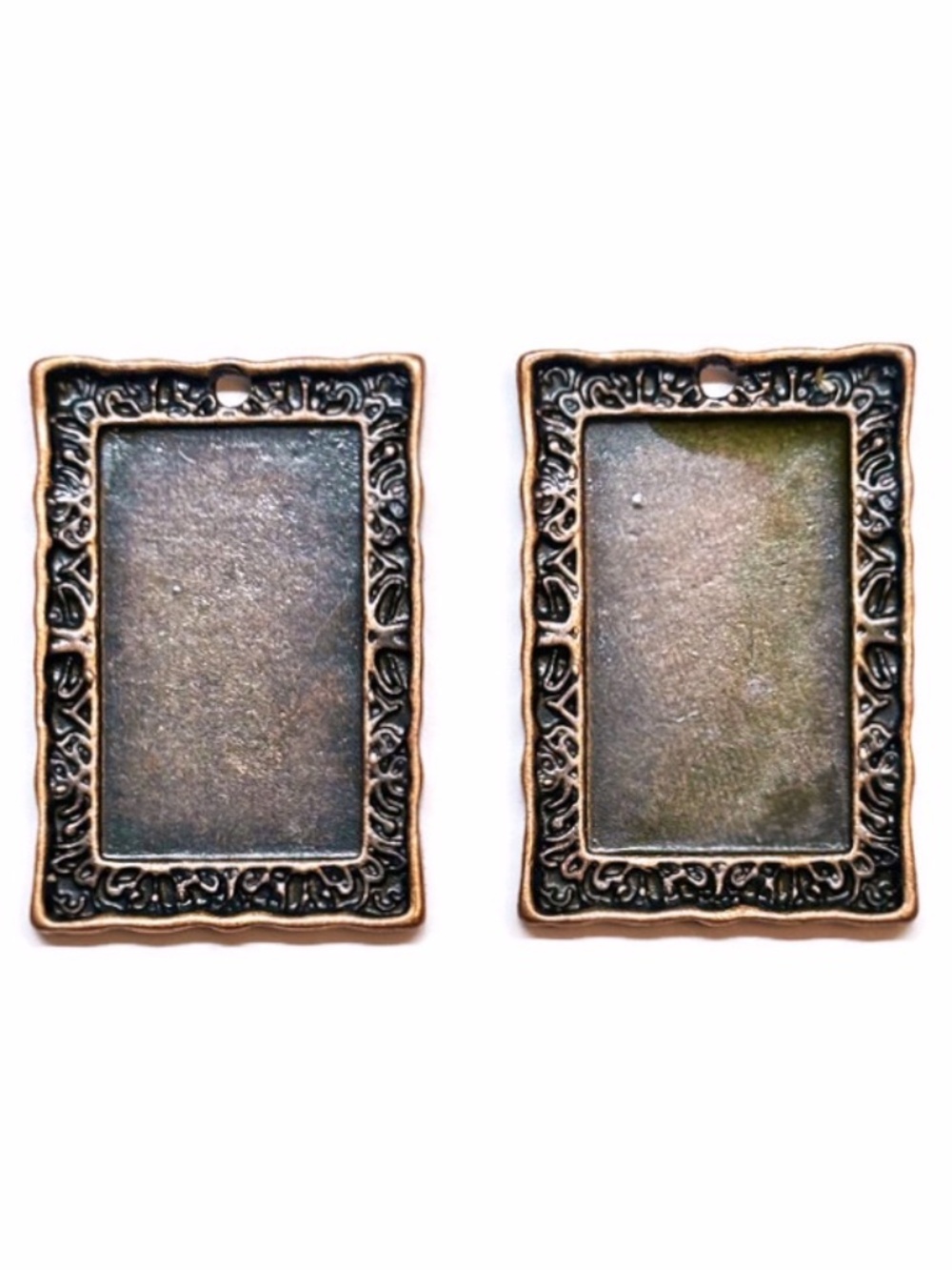 🔥$1 Clearance Red Coppertone Picture Frame Cabochon Pendant Tray 30x20mm (2pc)